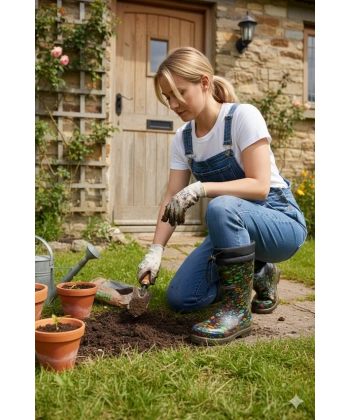 Konçlu Peluşlu Kadın Yağmur Çizmesi 36-40 Yeşil Çiçekli