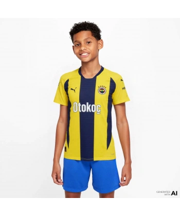 Puma 775364-01 Fenerbahçe 24/25 Çocuk Unisex İç Saha Çubuklu Forması Sarı-Lacivert