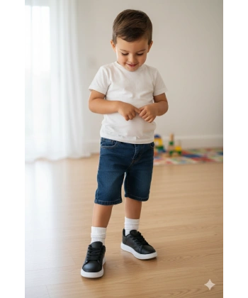 Sammix Erkek Çocuk Spor Ayakkabısı 28-35 Siyah-Beyaz