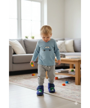 Soylu Yumuşak Nakışlı Erkek Çocuk Pandufu Lacivert