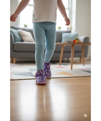 Soylu Yumuşak Pamuklu Kız Çocuk Pandufu Lila/Gökkuşağı