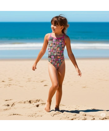 Speedo Allover Digital V-Back Kız Çocuk Yüzücü Mayosu Desenli Mor