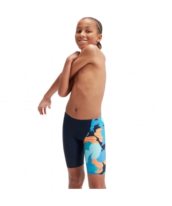Speedo Allover V Cut Jammer Erkek Çocuk Yüzücü Mayo Lacivert-Turuncu
