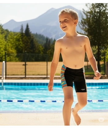 Speedo Digi Allover Panel Jam-mer Erkek Çocuk Yüzücü Mayosu Siyah-Mavi