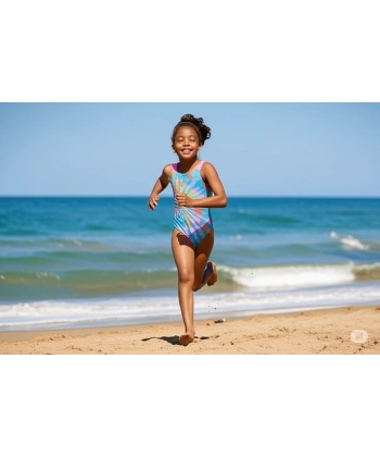 Speedo Digital Baskı Güneş Desenli Kız Çocuk Yüzücü Mayosu Turkuaz