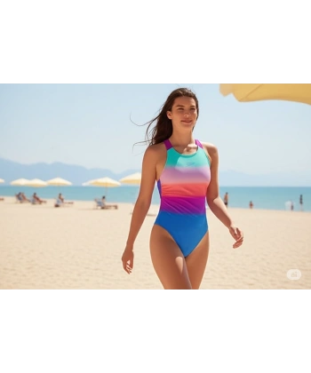 Speedo Digital Baskı Kız Çocuk Yüzücü Mayosu Pembe-Mavi