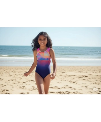 Speedo Digital Baskı Splashback Kız Çocuk Yüzücü Mayosu Lacivert-Pembe