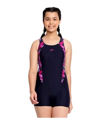 Speedo Hyperboom Splice Legsuit Kız Çocuk Yüzücü Mayosu Siyah-Mor