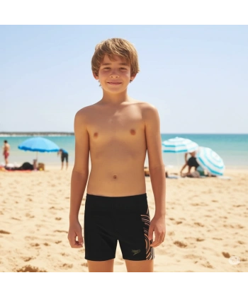 Speedo Placement Print Aquashort Erkek Çocuk Yüzücü Mayosu Siyah