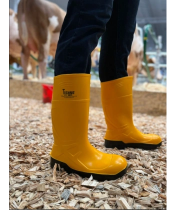 Techno Boots Poliüretan Soğuğa Dayanıklı Kısa Çelik Burunlu Sarı Çizme