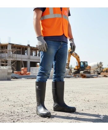 Techno Boots Poliüretan Soğuğa Dayanıklı Kısa Siyah Çizme