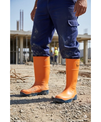 Techno Boots Poliüretan Soğuğa Dayanıklı Kısa Çelik Burunlu Turuncu Çizme