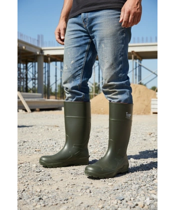 Techno Boots Poliüretan Soğuğa Dayanıklı Kısa Yeşil Çizme