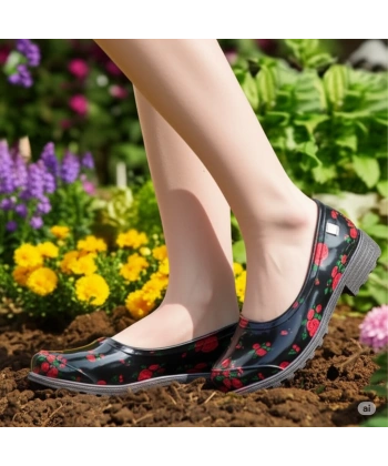 Zenne Çiçekli Bahçe ve Tarım Kadın Ayakkabısı 36-40 Kırmızı