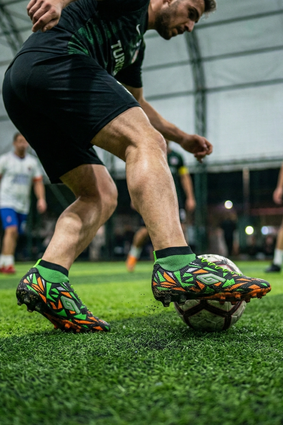 Dugana Çoraplı Halı Saha Ayakkabı 40-44 Siyah-Fosfor Yeşil