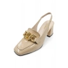 Allure Bej Kadın Slingback Loafer Topuklu Ayakkabı
