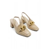 Allure Bej Kadın Slingback Loafer Topuklu Ayakkabı