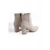 Posh Bej Süet Şık Ve Zarif Kadın Topuklu Bot