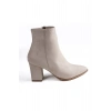 Posh Bej Süet Şık Ve Zarif Kadın Topuklu Bot