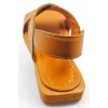 PureSole Turuncu Hakiki Deri Küt Burun Kadın Sandalet