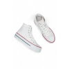 SkyStride Beyaz Kalın Tabanlı Boğazlı Keten Kadın Sneaker Spor Ayakkabı
