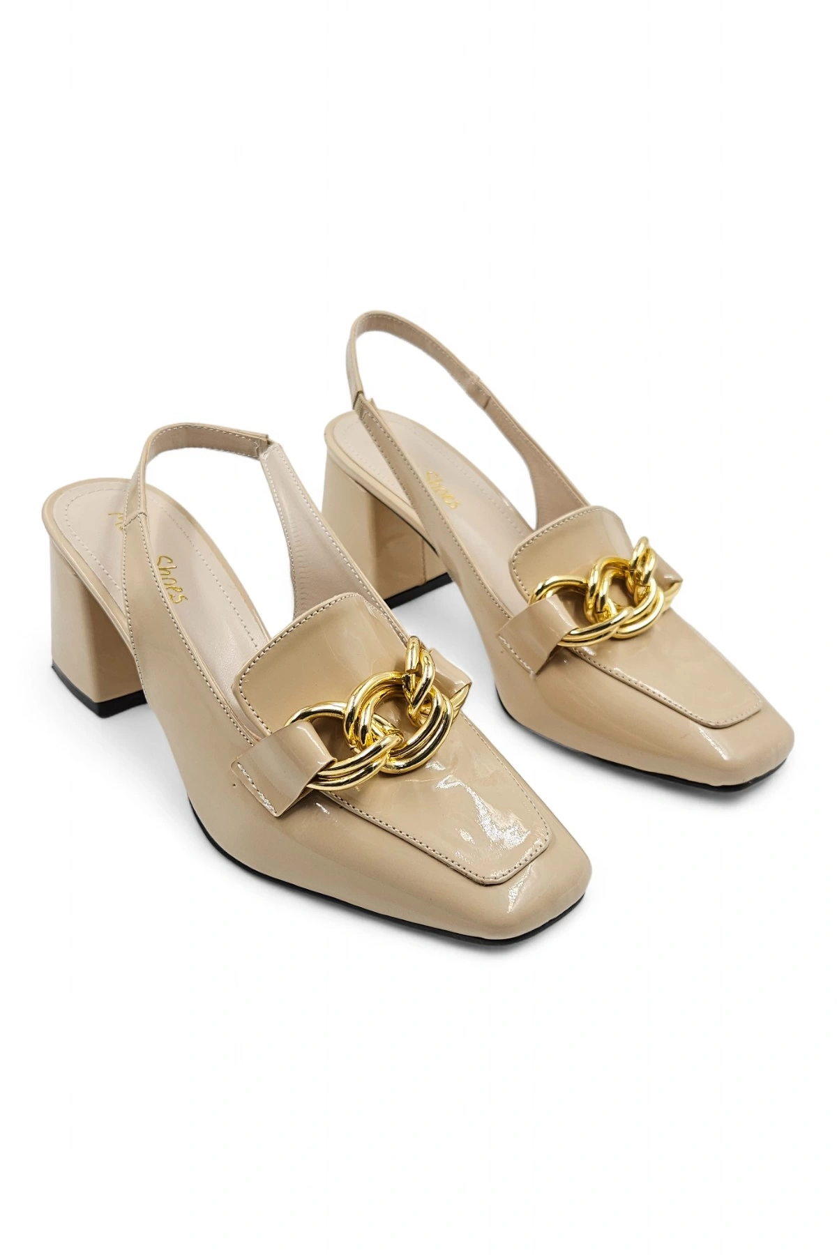 Allure Bej Kadın Slingback Loafer Topuklu Ayakkabı