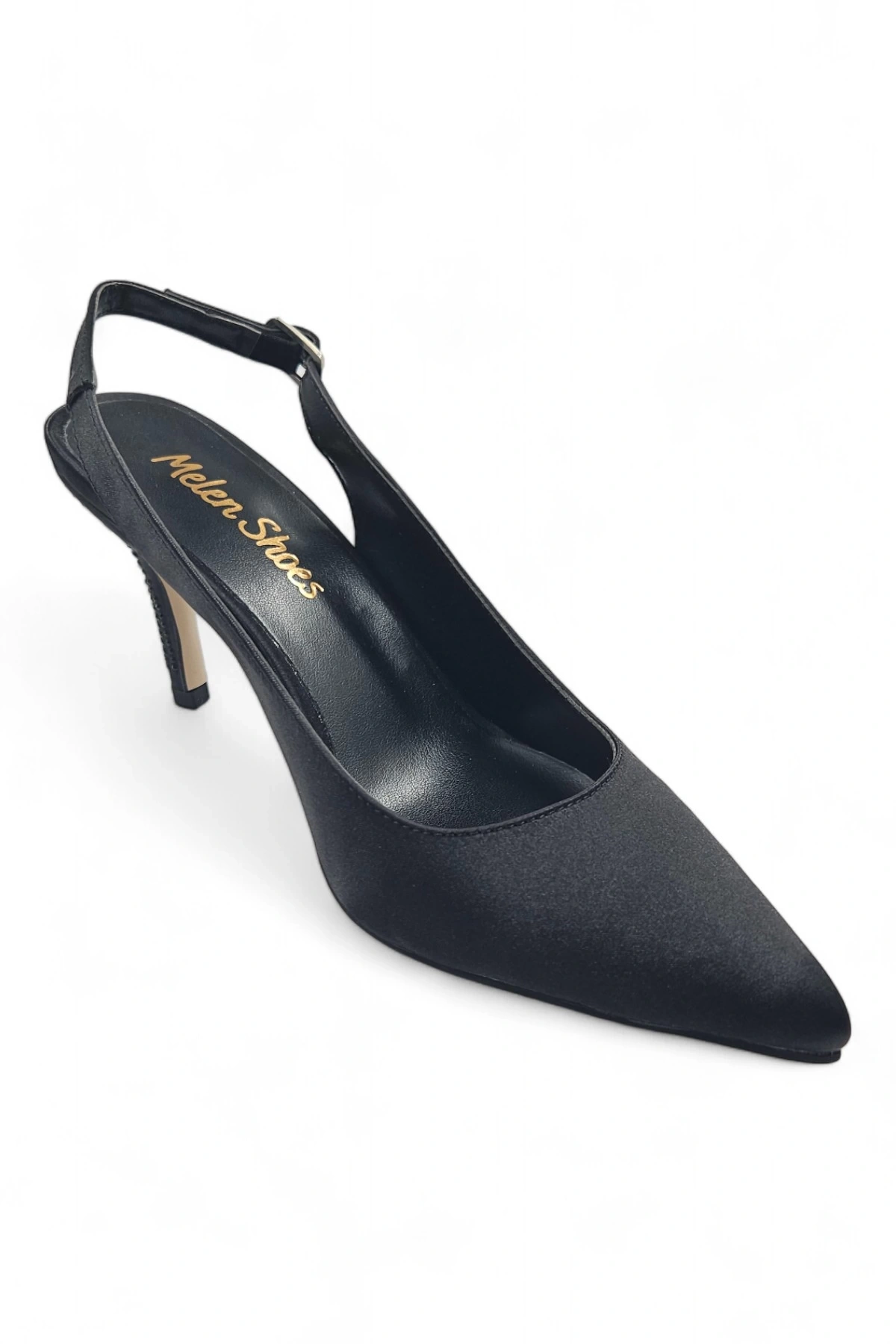 Amber Siyah Topuk Taş Detaylı Kadın Stiletto Topuklu Ayakkabı