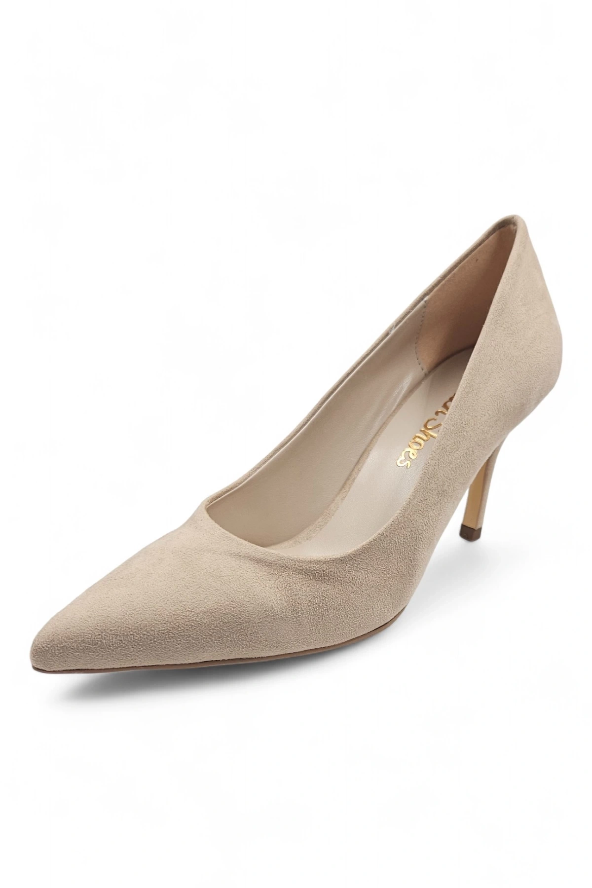 Darlay Bej Süet Rahat Klasik Kadın Stiletto Topuklu Ayakkabı