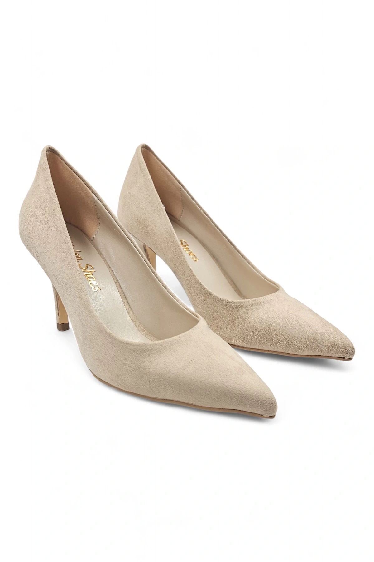 Darlay Bej Süet Rahat Klasik Kadın Stiletto Topuklu Ayakkabı