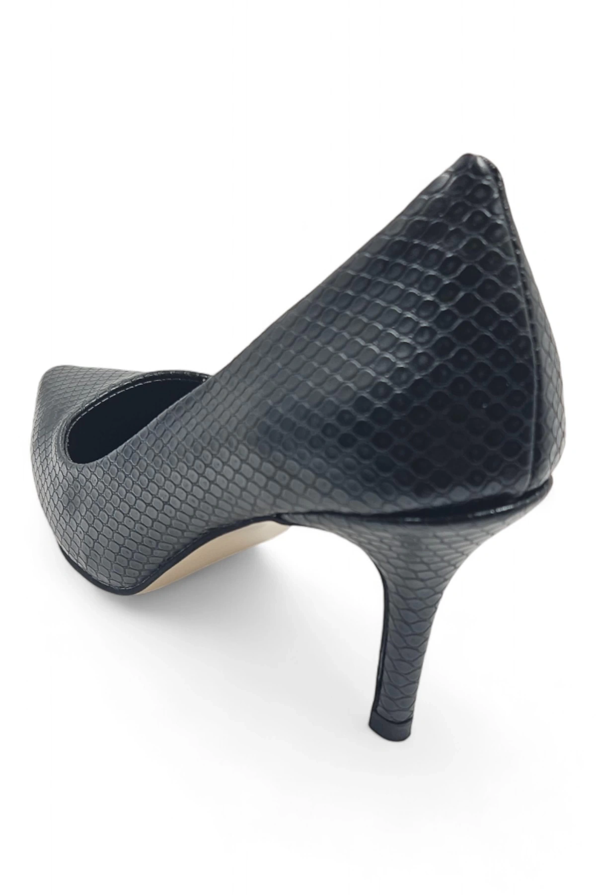 Darlay Siyah Desenli Rahat Klasik Kadın Stiletto Topuklu Ayakkabı