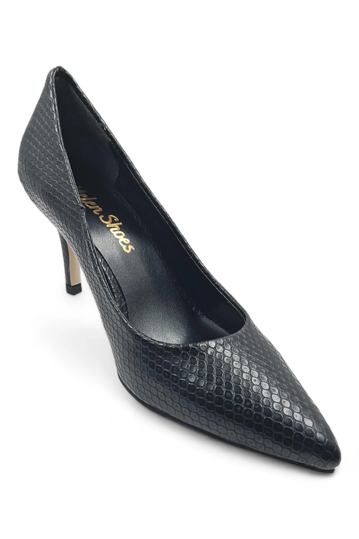 Darlay Siyah Desenli Rahat Klasik Kadın Stiletto Topuklu Ayakkabı