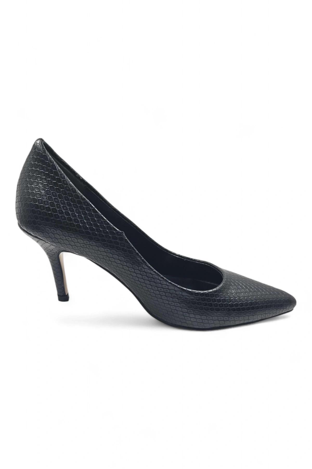 Darlay Siyah Desenli Rahat Klasik Kadın Stiletto Topuklu Ayakkabı