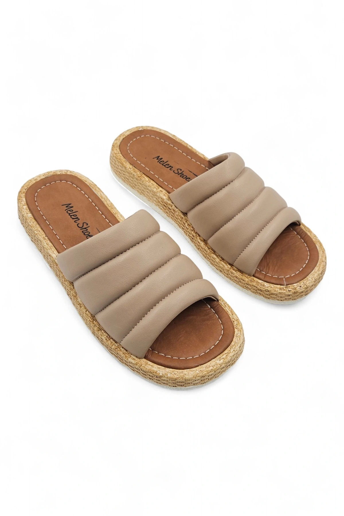 Diary Bej Bohem Tarzı Etnik Kadın Hasır Taban Yazlık Günlük Terlik