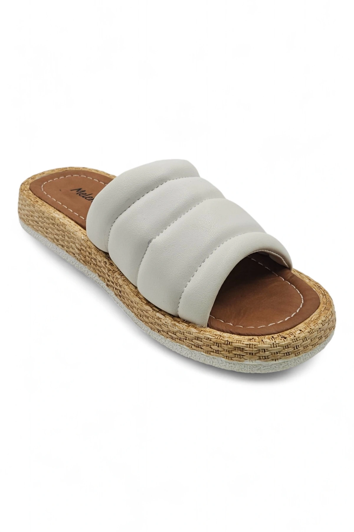 Diary Beyaz Bohem Tarzı Etnik Kadın Hasır Taban Yazlık Günlük Terlik
