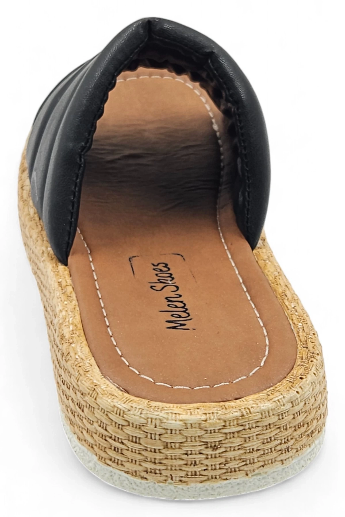 Diary Siyah Bohem Tarzı Etnik Kadın Hasır Taban Yazlık Günlük Terlik