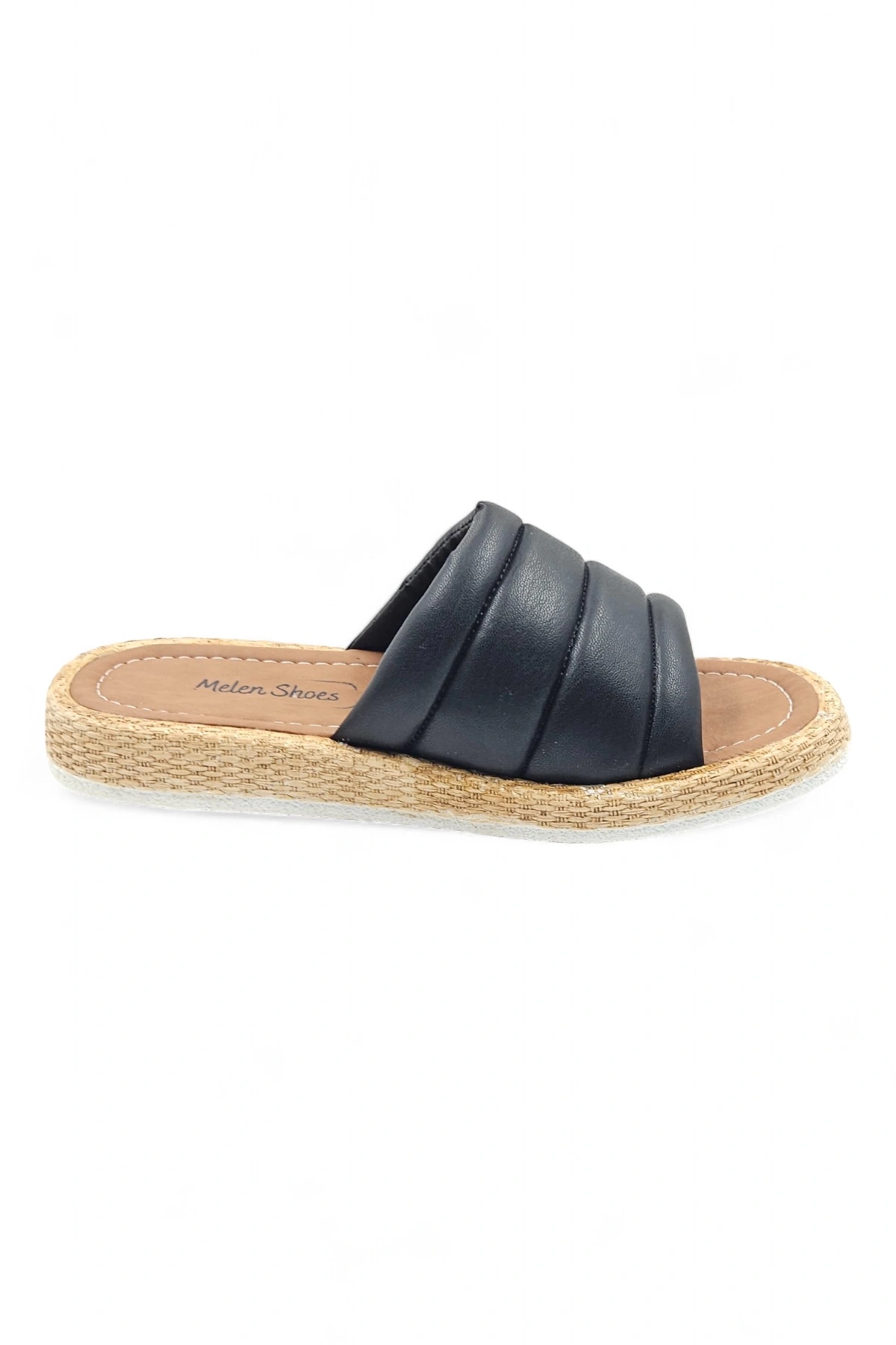 Diary Siyah Bohem Tarzı Etnik Kadın Hasır Taban Yazlık Günlük Terlik