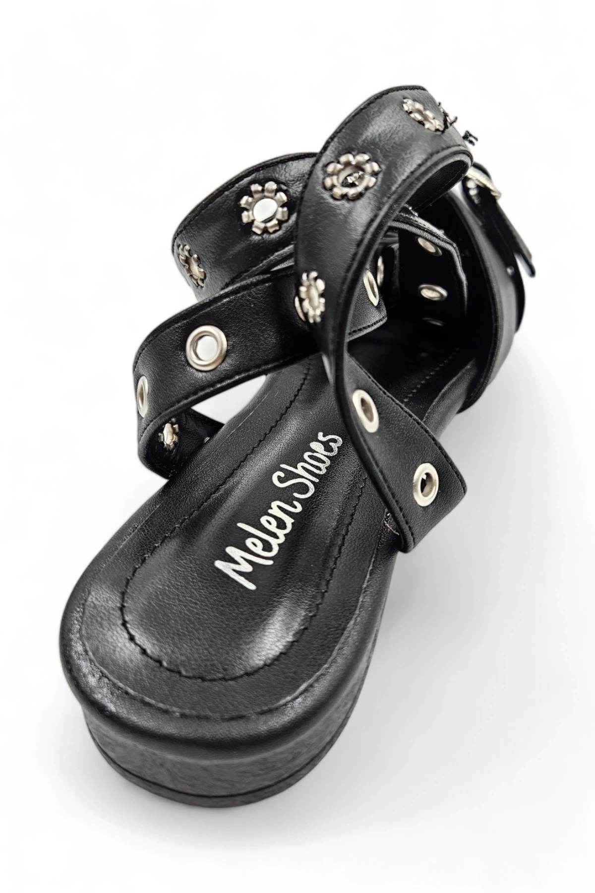 Fray Siyah Suni Deri Kadın Günlük Tokalı Bilek Dolama Rahat Babet Ayakkabı