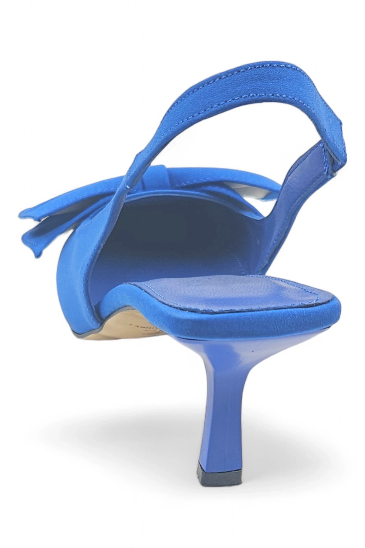 Elan Mavi Arkası Açık Fiyonk Detaylı Kadın Stiletto Topuklu Ayakkabı