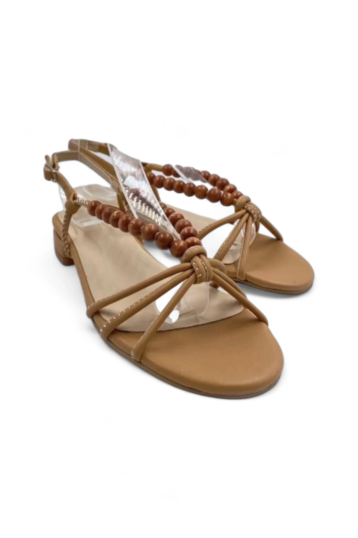 Pears Bej Kadın Boncuk Detaylı Sandalet