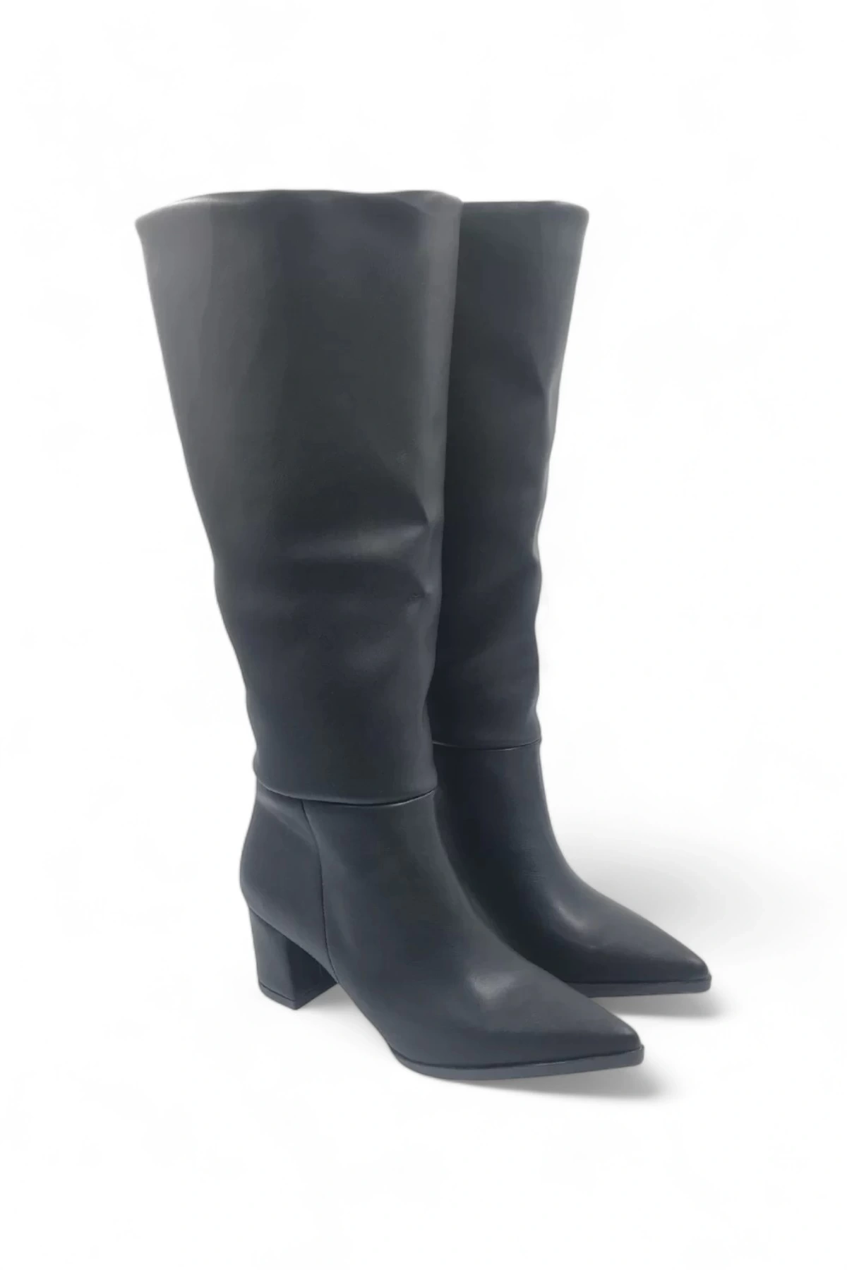 Elegia Siyah Suni Deri Rahat Kadın Topuklu Çizme