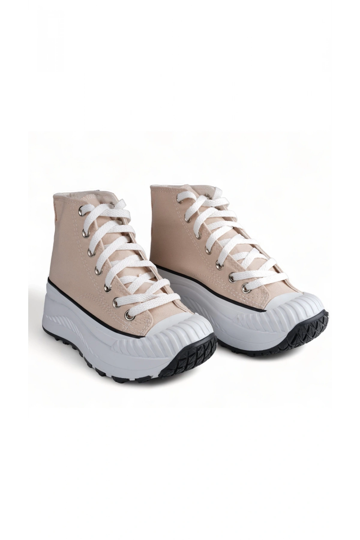 Elixia Bej Kalın Tabanlı Boğazlı Uzun Keten Spor Ayakkabı