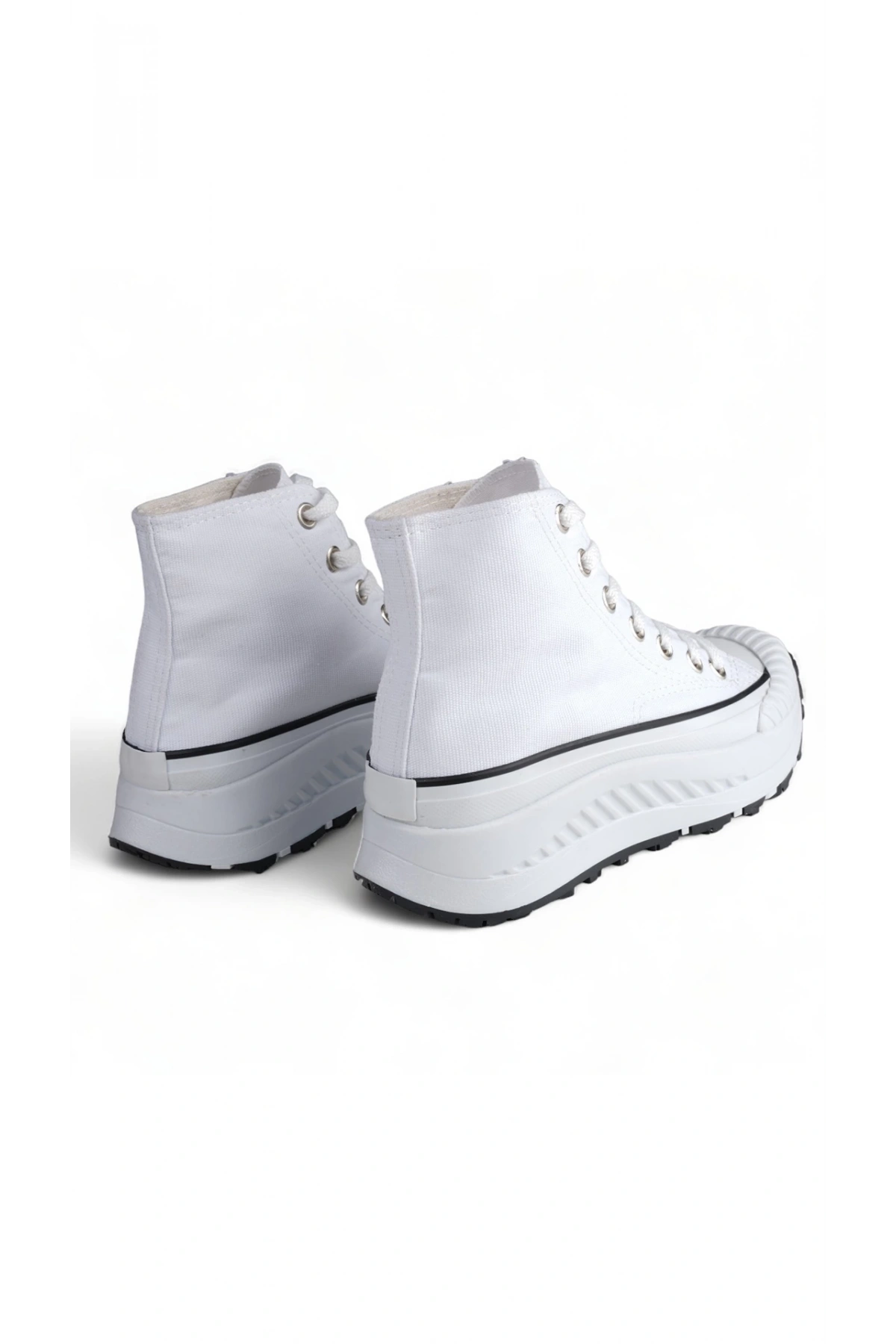 Elixia Beyaz Kalın Tabanlı Boğazlı Uzun Keten Spor Ayakkabı