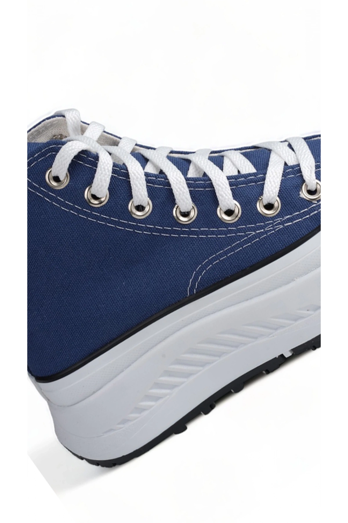 Elixia Lacivert Kalın Tabanlı Boğazlı Uzun Keten Spor Ayakkabı