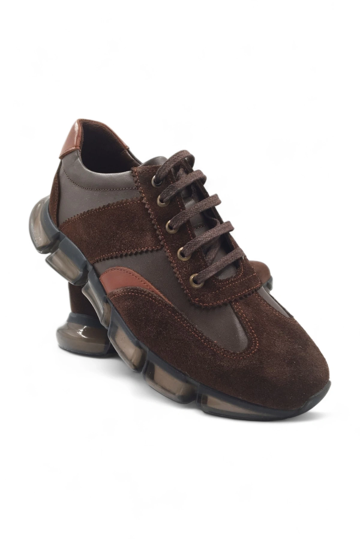 Eternis Kahverengi Bağcıklı Hakiki Deri Sneaker Spor Ayakkabı