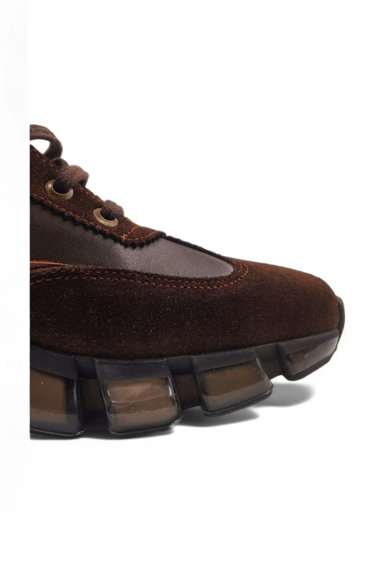 Eternis Kahverengi Bağcıklı Hakiki Deri Sneaker Spor Ayakkabı