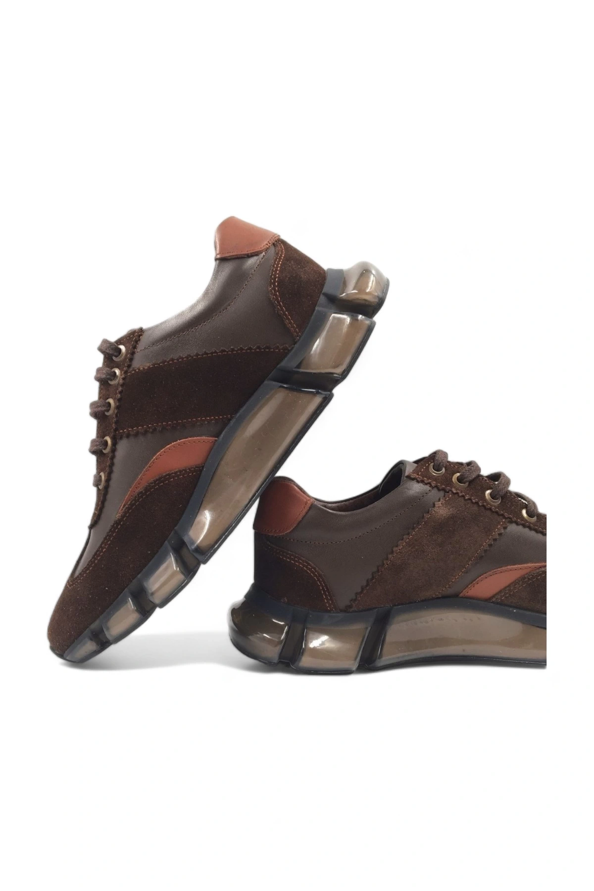 Eternis Kahverengi Bağcıklı Hakiki Deri Sneaker Spor Ayakkabı