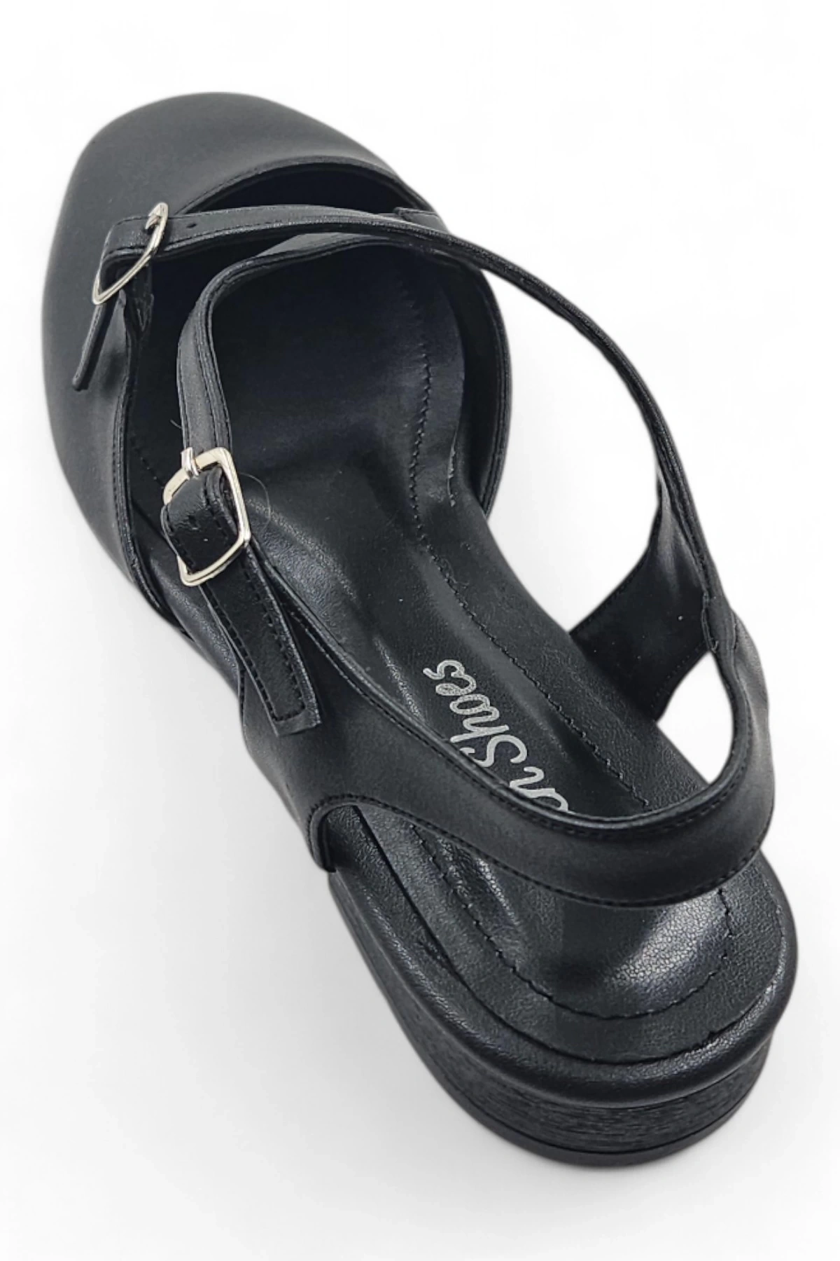 Fable Siyah Kadın Çapraz Arkası Açık Babet Ayakkabı