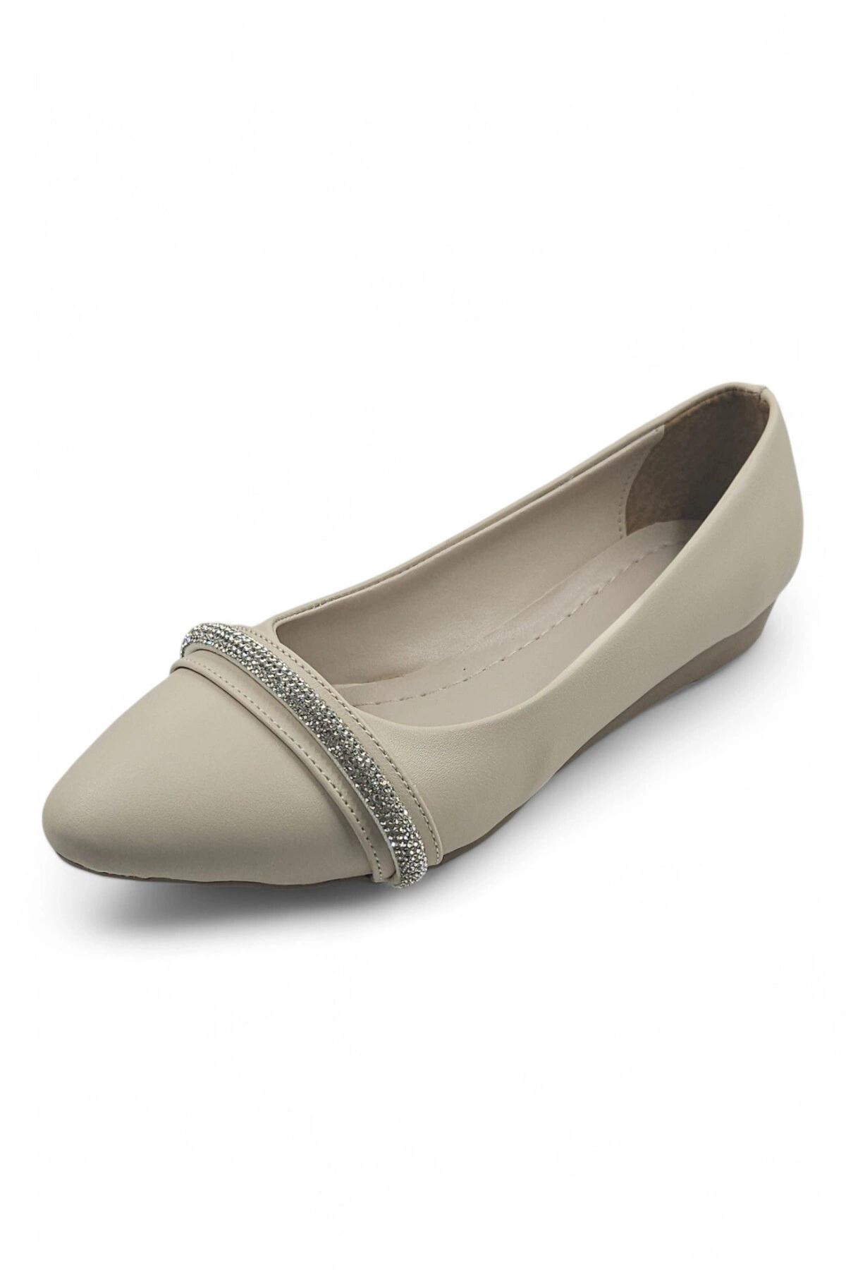 Lena Ekru Suni Deri Kadın Babet Ayakkabı