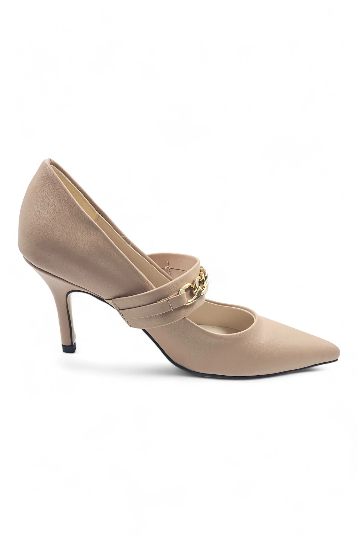 Lenora Bej Taşlı Toka Detaylı Kadın Stiletto Topuklu Ayakkabı