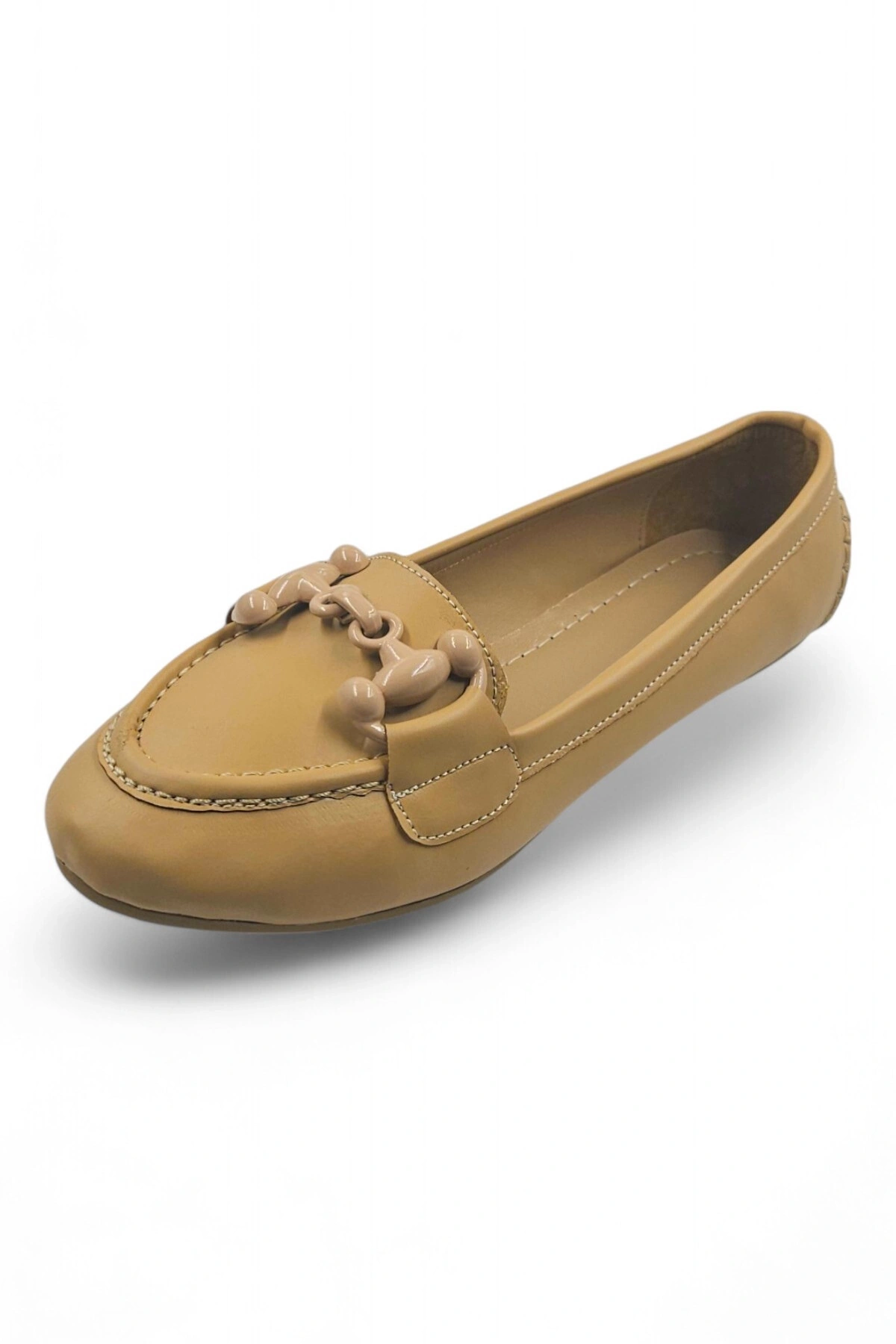 Lina Bej Suni Deri Kadın Babet Ayakkabı